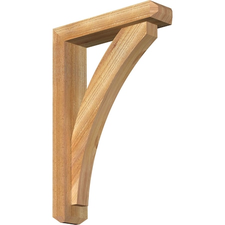 Ekena Millwork Thorton Craftsman Rough Sawn Bracket w/ Offset Brace, Western Red Cedar, 4"W x 16"D x 24"H BKT0402X16X24THR04RWR